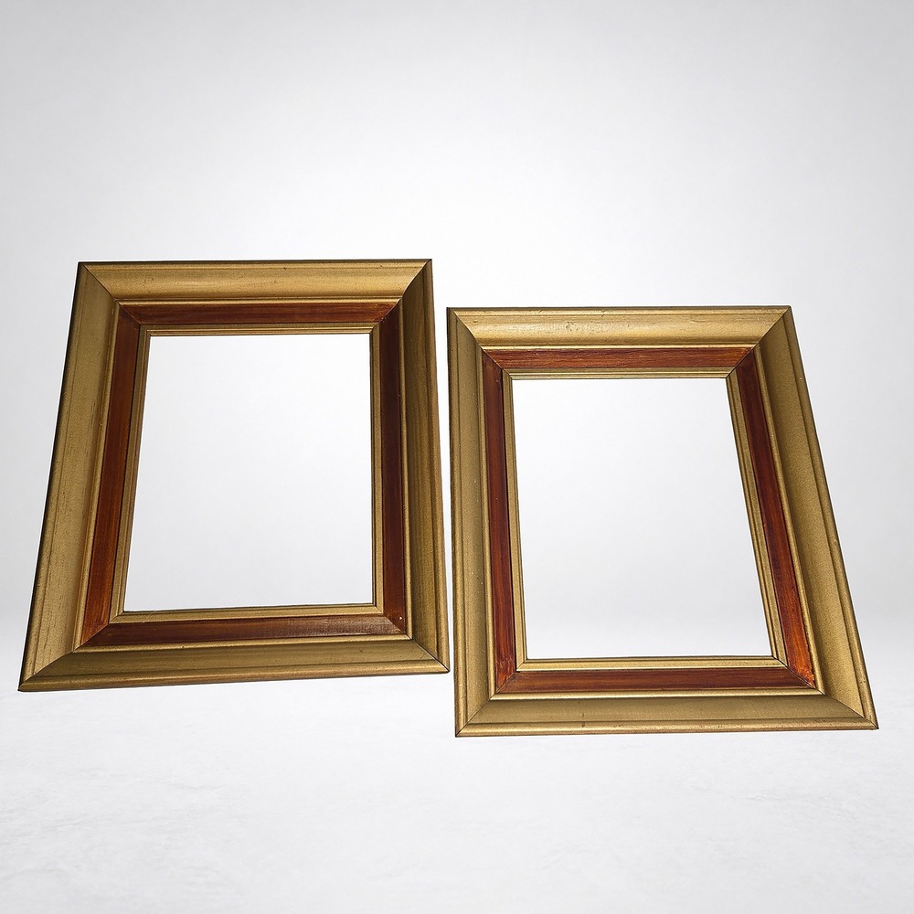 Unbranded Picture Frames Unisex OS Gold Excellent Vintage Style Wood Set of 2